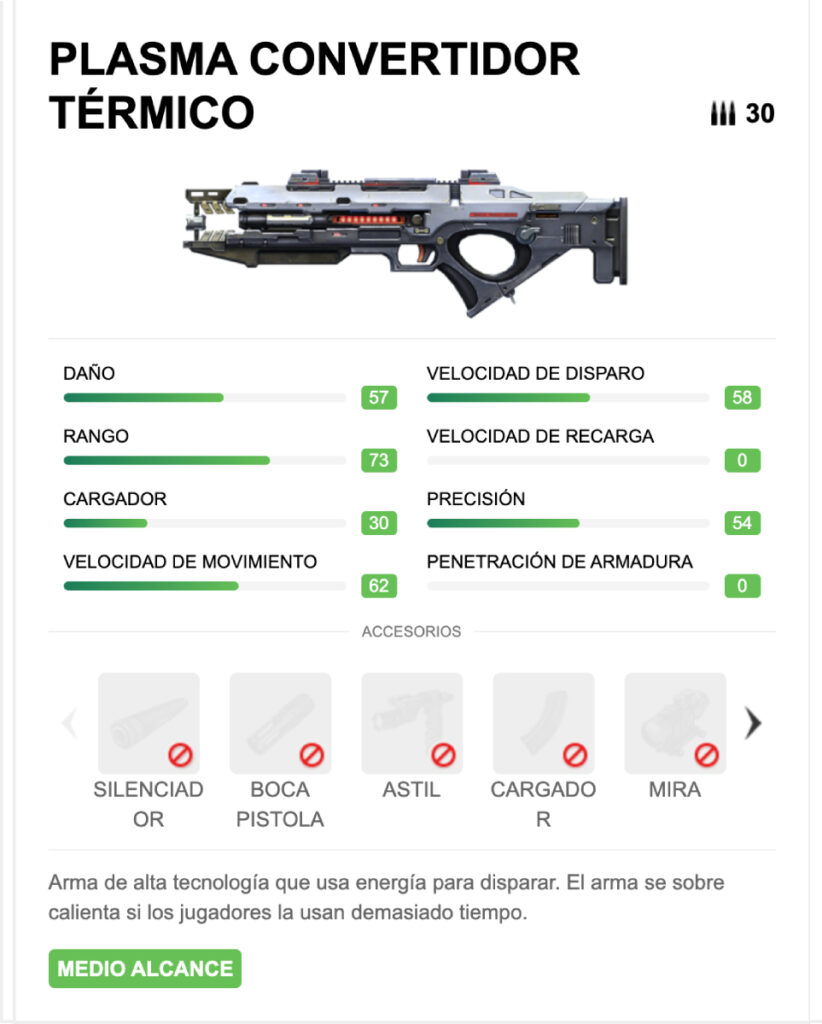 Arma de Free Fire Rifle Asalto Plasma Convertidor Térmico