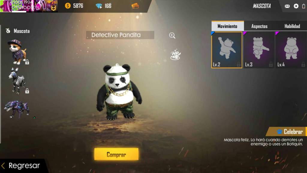 Detective Panda free fire mascota
